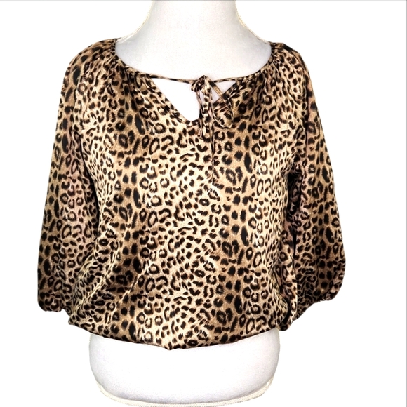 Ellen Tracy Tops - Ellen Tracy Brown & Black Leopard Print Satin Blouse Size Small
